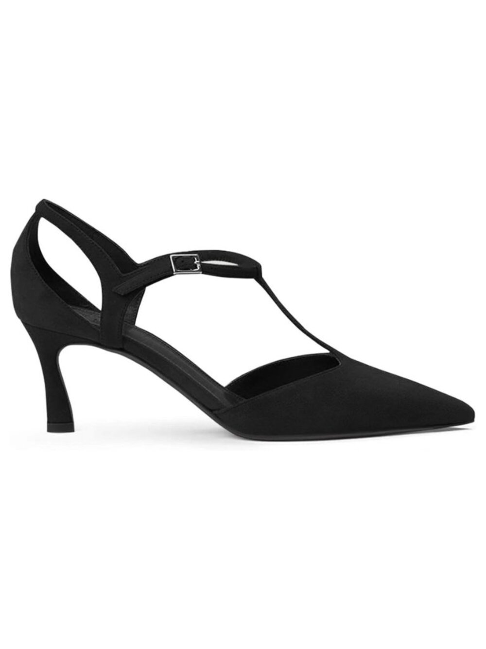 Coutgo Women's T-Strap Slingback Kitten Heel Pumps Pointed Toe Ankle Buckle 6.5